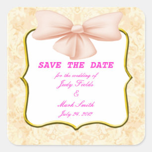 Pink Bow Save The Date Stickers