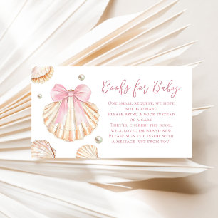 Pink Bow Seashell Baby Shower Books For Baby Enclosure Card