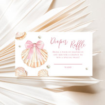 Pink Bow Seashell Baby Shower Diaper Raffle
