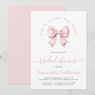Pink Bow She's Tying the Knot Bridal Shower Invitation