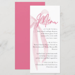 Pink Bow She's Tying the Knot Bridal Shower Menu