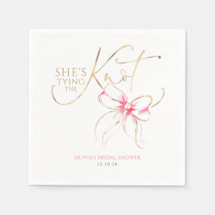 Pink Bow She's Tying the Knot Bridal Shower Napkin