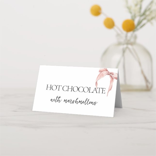Pink Bow She's Tying the Knot Bridal Shower Place Card (Front)