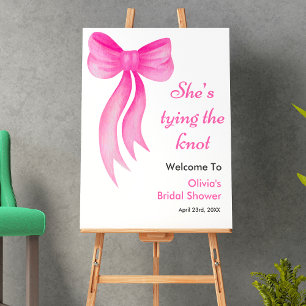 Pink Bow She's Tying the Knot Bridal Shower  Poster