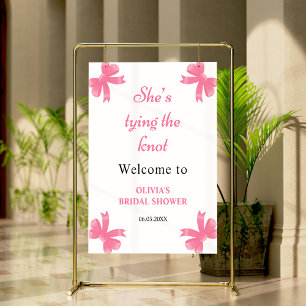 Pink Bow She's Tying The Knot Bridal Shower Poster