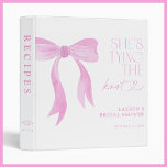 Pink Bow She's Tying The Knot Bridal Shower Recipe Binder<br><div class="desc">Some of life’s most cherished moments happen in the kitchen—where love is measured in teaspoons, laughter simmers on the stove, and family traditions are passed down with every dish. The She’s Tying The Knot recipe binder is designed to hold not just recipes, but memories—curated by friends and loved ones to...</div>