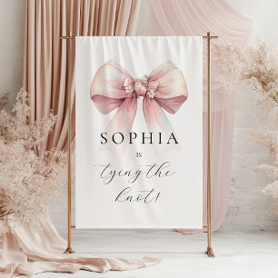 Pink Bow She's Tying The Knot Bridal Shower Tapestry