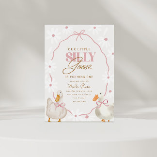 Pink Bow Silly Goose Coquette Birthday Invitation