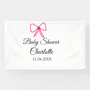 PINK BOW SIMPLE BABY SHOWER ADD NAME DATE MINIMAL BANNER