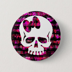 Pink Bow Skull 2 Inch Round Button