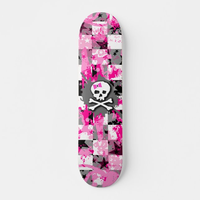 Pink Bow Skull Skateboard (Front)