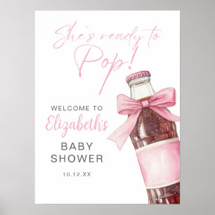 Pink Bow Soda Bottle Baby Shower Welcome Sign