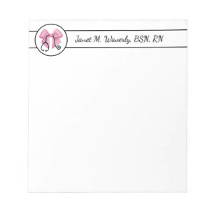 Pink Bow & Stethoscope Personalized Notepad
