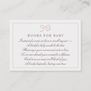 PInk Bow & Stripes Books for baby Enclosure Card