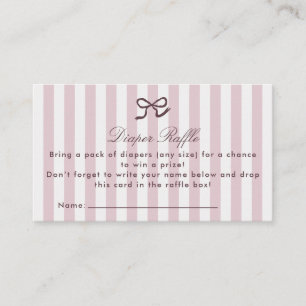 PInk Bow & Stripes Diaper Raffle Enclosure Card