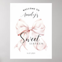 Pink Bow Sweet Sixteen Birthday Welcome
