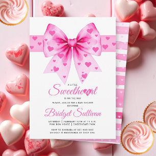 PInk Bow Sweetheart girl Valentine's Baby shower  Invitation
