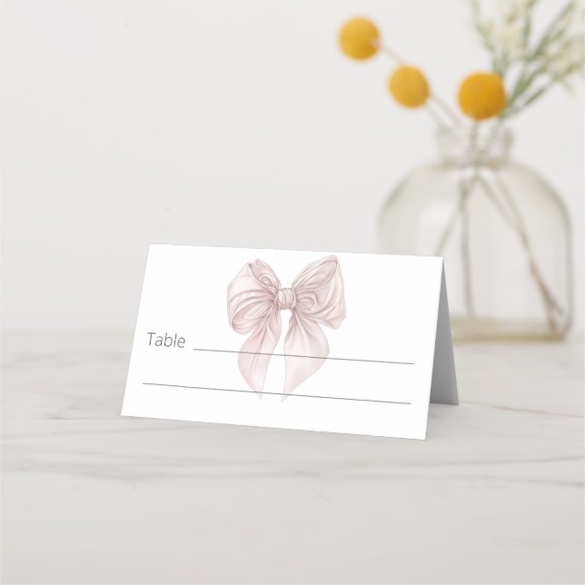 Pink Bow Table  Place Card (Front)
