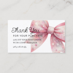 pink bow thank you card