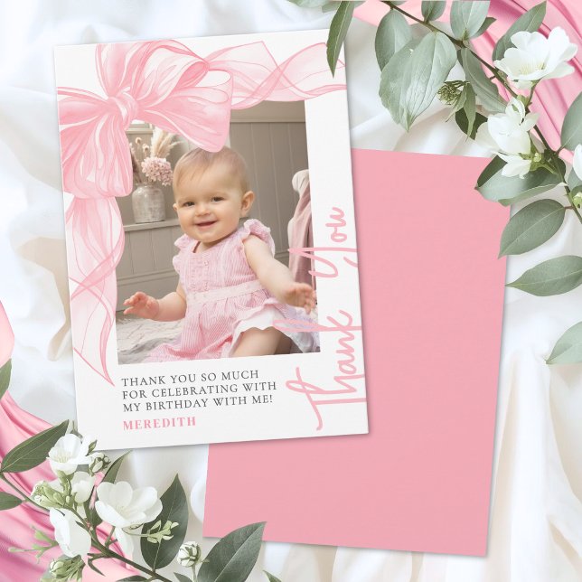 Pink Bow Thank You Card (Pink Bow Thank You Card)