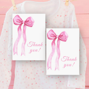 Pink Bow Thank You Card