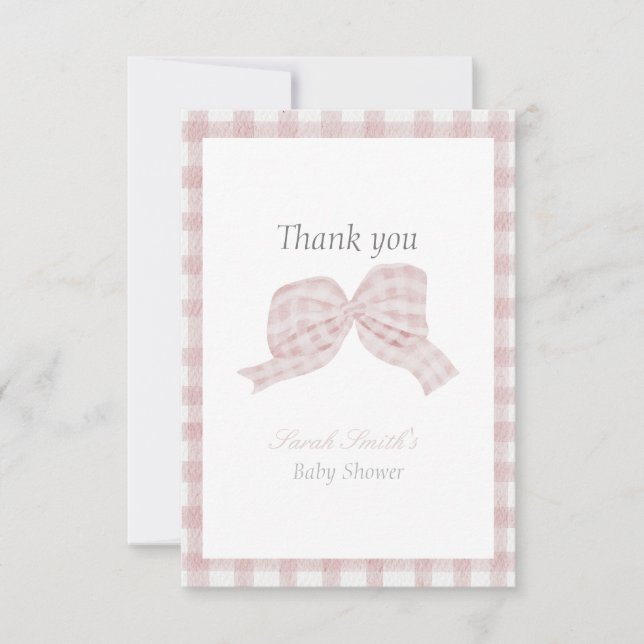 Pink bow Thank You Card (Front)