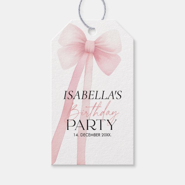 Pink Bow Thank You  Gift Tags (Front)