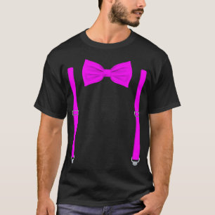 Pink Bow Tie With Suspenders Funny Wedding Gift T-Shirt