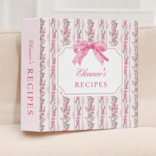 Pink Bow Toile Bridal Shower Recipe Binder