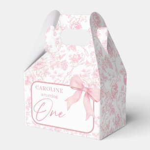 Pink Bow toile Floral Birthday Favor Box