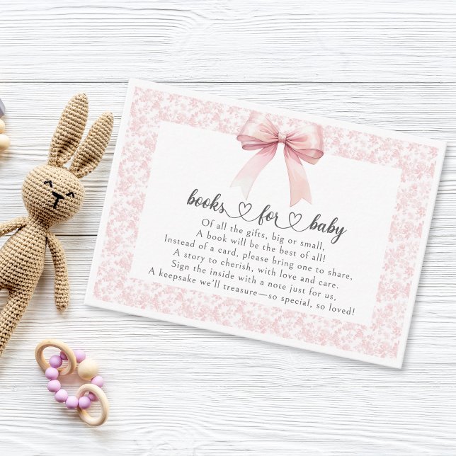Pink Bow Toile Girl Baby Shower Enclosure Card (Pink Bow Toile Girl Baby Shower Enclosure Card)