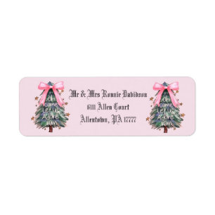 Pink Bow Tree Return Address Labels