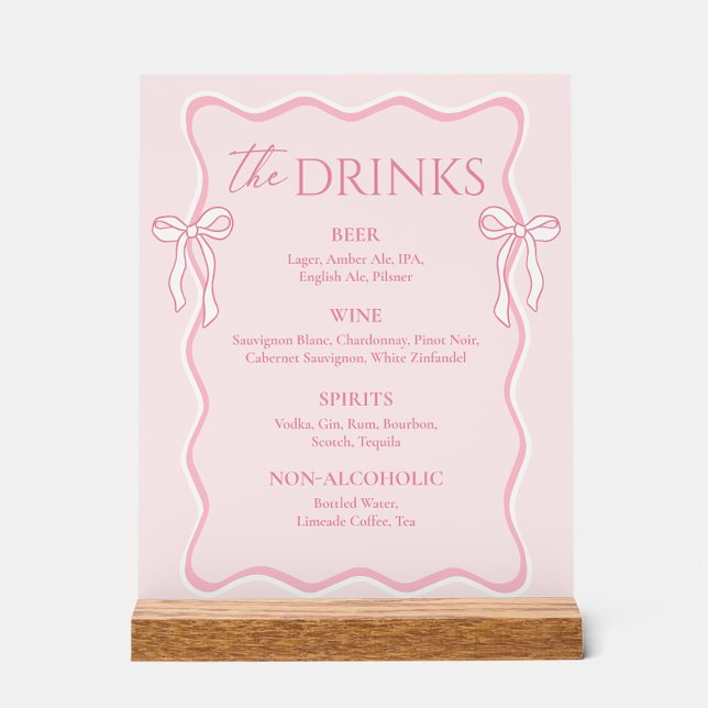 Pink Bow Tying the Knot Bridal Shower Bar Acrylic Sign (Creator Uploaded)