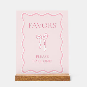 Pink Bow Tying the Knot Bridal Shower Favour Acrylic Sign