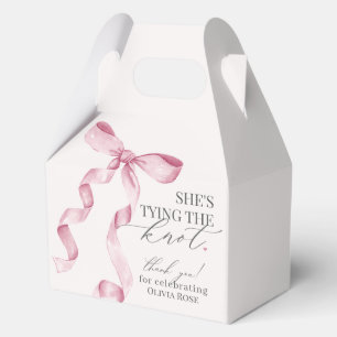 Pink Bow Tying the Knot Bridal Shower Gift Favor Box