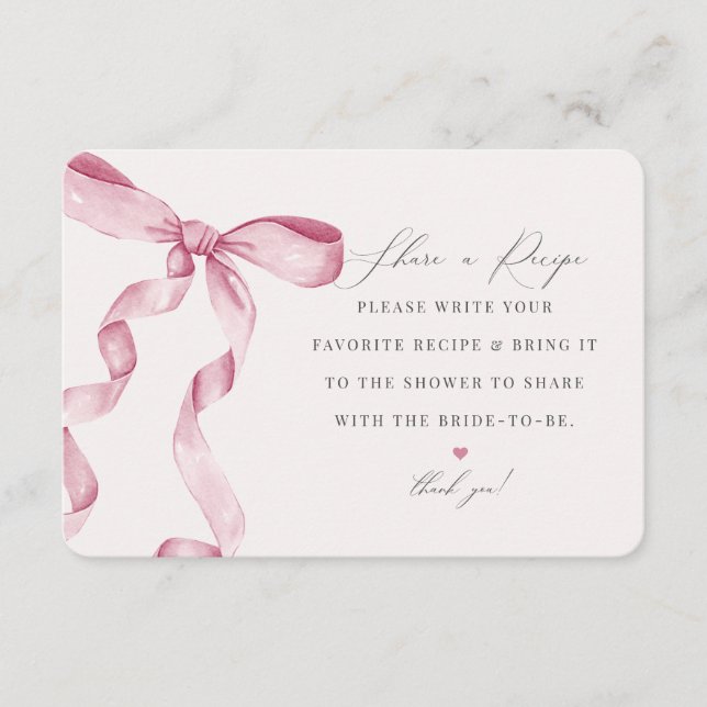 Pink Bow Tying the Knot Share a Recipe insert (Front)