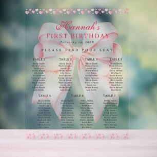 Pink Bow Valentine Heart Seating Chart Acrylic