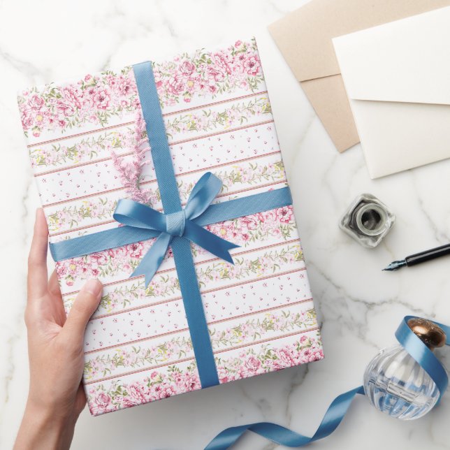 Pink Bow Vintage Coquette Baby Shower Wrapping Paper (Gifting)