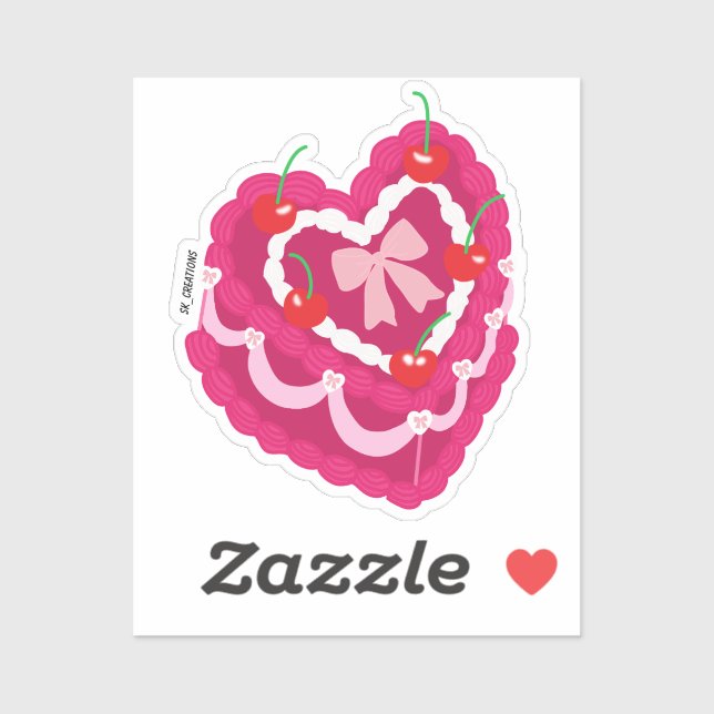 Pink Bow Vintage Heart Cake (Sheet)