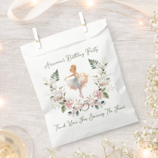 Pink Bow Watercolor Ballerina Birthday  Favour Bag