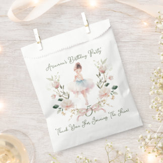 Pink Bow Watercolor Ballerina Birthday  Favour Bag