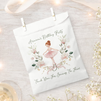 Pink Bow Watercolor Ballerina Birthday  Favour Bag