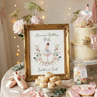 Pink Bow Watercolor Ballerina Birthday Sweet Treat Poster
