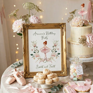 Pink Bow Watercolor Ballerina Birthday Sweet Treat Poster