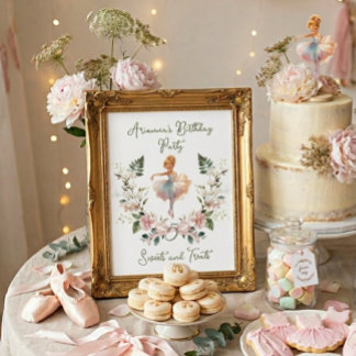 Pink Bow Watercolor Ballerina Birthday Sweet Treat Poster