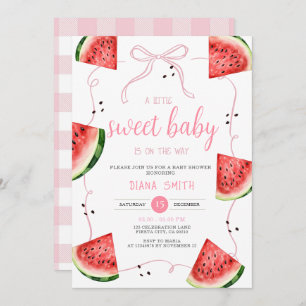 Pink Bow Watermelon Baby Shower Invitation