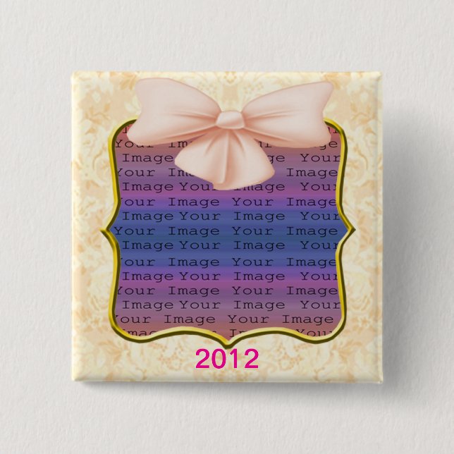 Pink Bow Wedding Button (Front)