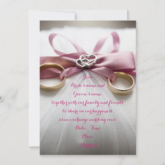 Pink Bow Wedding Invitation (Front)