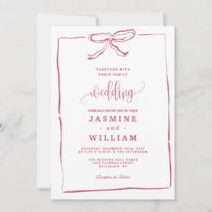 Pink Bow Wedding Invitation