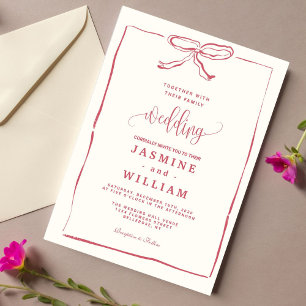Pink Bow Wedding Invitation